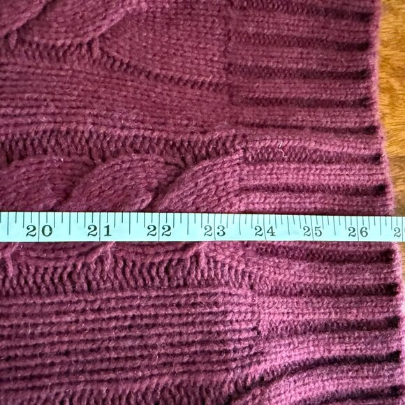 VonBraun,Made in Italy, Burgundy Cable Turtlenk-Thick 100% Cashmere Sweater, LG - Picture 10 of 10